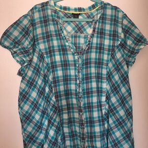 Torrid Teal Blue Plaid Shirt
